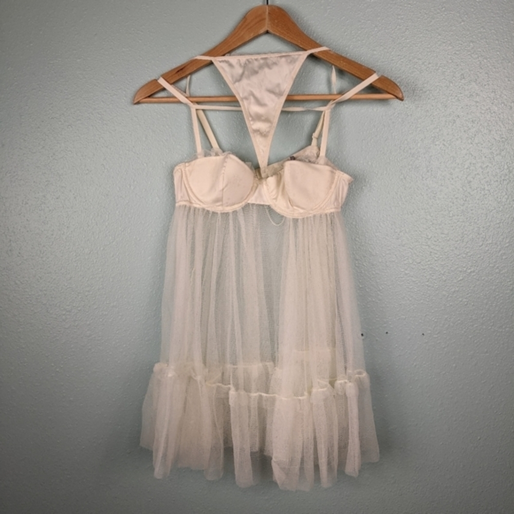 Victoria's Secret white sheer baby doll two pc 34B
